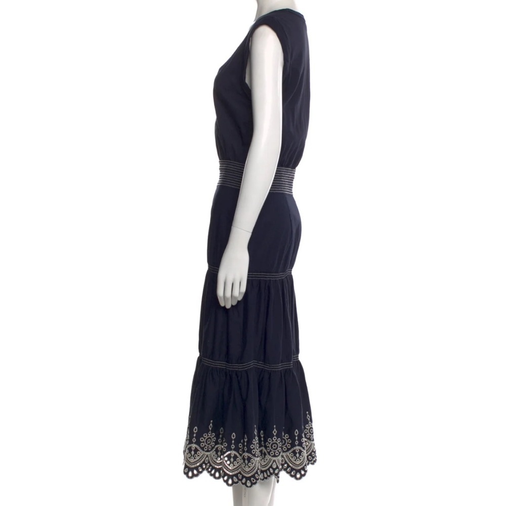 NWOT VERONICA BEARD Amaia Navy Midi Eyelet Short Sleeve Embroidered Dress Size S - Picture 10 of 11